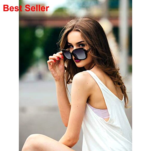 Vintage Rhinestone Oversized Sunglasses Polarized Composite Frame